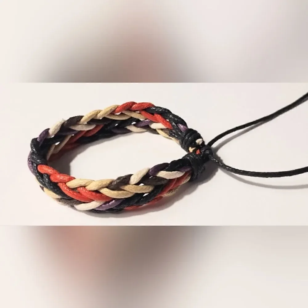 Men's‎ bracelet leather braided black new d69